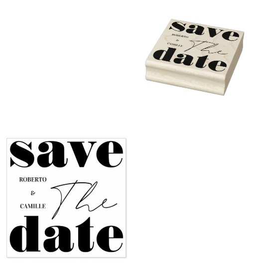 Moderne minimale vetgedrukte bruiloft Bewaar de da Rubberstempel (Gestempeld)