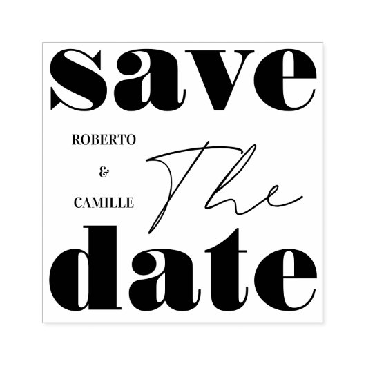 Moderne minimale vetgedrukte bruiloft Bewaar de da Rubberstempel (Afrduk)