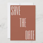 Moderne minimale vetgedrukte typografie Terracotta Save The Date (Voorkant)