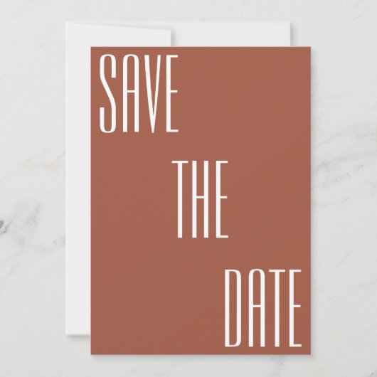Moderne minimale vetgedrukte typografie Terracotta Save The Date (Voorkant)
