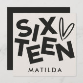 Moderne minimale vette typografie 16e verjaardag kaart (Voorkant / Achterkant)