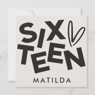 Moderne minimale vette typografie 16e verjaardag kaart