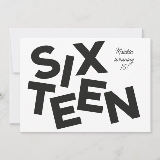 Moderne minimale vette typografie 16e verjaardag kaart (Voorkant)
