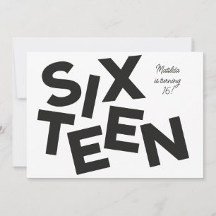 Moderne minimale vette typografie 16e verjaardag kaart