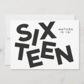 Moderne minimale vette typografie 16e verjaardag kaart (Voorkant)