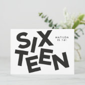 Moderne minimale vette typografie 16e verjaardag kaart (Staand voorkant)