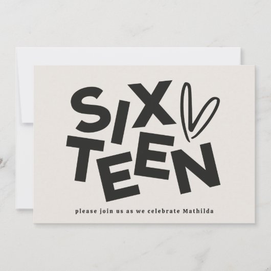 Moderne minimale vette typografie 16e verjaardag kaart (Voorkant)