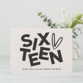 Moderne minimale vette typografie 16e verjaardag kaart (Staand voorkant)