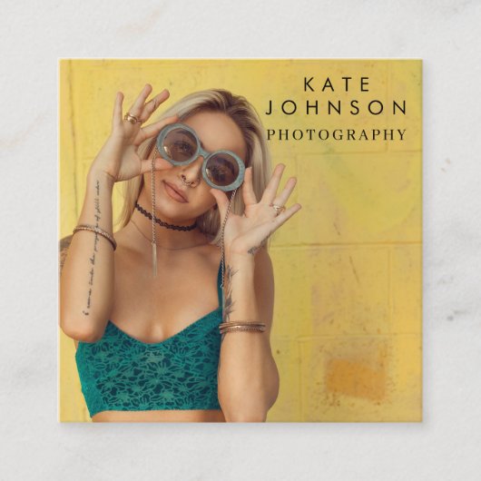 Moderne minimale volledige foto QR-code sociale me Vierkante Visitekaartje (Voorkant)