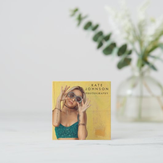 Moderne minimale volledige foto QR-code sociale me Vierkante Visitekaartje (Staand voorkant)