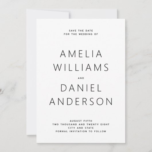 Moderne minimale volledige foto save the date (Voorkant)