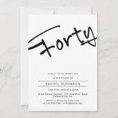 Moderne Minimale Volwassene Veertig 40e Verjaardag Kaart (Voorkant)