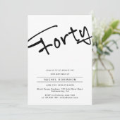 Moderne Minimale Volwassene Veertig 40e Verjaardag Kaart (Staand voorkant)
