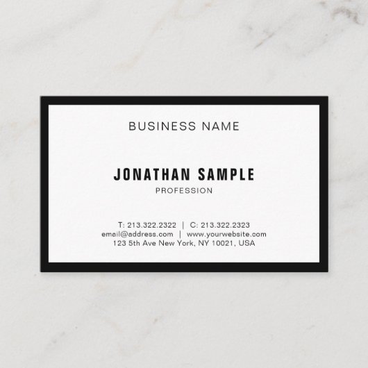 Moderne, minimale vormgeving elegant zwart-wit BW- Visitekaartje (Voorkant)