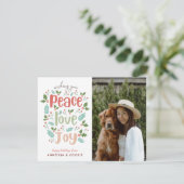 Moderne minimale vrede Liefde Joy Dog Foto Feestdagenkaart (Staand voorkant)