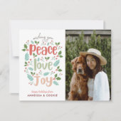 Moderne minimale vrede Liefde Joy Dog Foto Feestdagenkaart (Voorkant)
