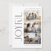 Moderne minimale vreugdevolle familie 3 foto Kerst Feestdagenkaart (Voorkant)