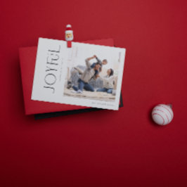 Moderne minimale vreugdevolle familie foto kerst feestdagenkaart