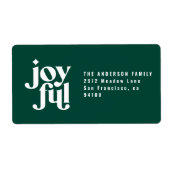 Moderne minimale vreugdevolle groene kerstvakantie etiket (Voorkant)