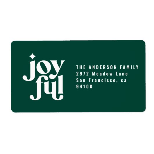 Moderne minimale vreugdevolle groene kerstvakantie etiket (Voorkant)