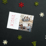 Moderne minimale vreugdevolle rode familie 2 foto  feestdagenkaart<br><div class="desc">Verwelkom de feestdagen dit jaar met een Modern Minimal Joyful Red Family 2 Photo Christmas Holiday Kaart die de perfecte momenten van vreugde met een hechte familie vastlegt. Deze chique rode en witte kaart, met trendy snoeprietstrepen, is de perfecte belichaming van de moderne, minimalistische stijl waar we naar verlangen. Schone...</div>