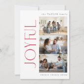 Moderne minimale vreugdevolle rode familie 3 foto  feestdagenkaart (Voorkant)