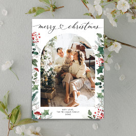 Moderne minimale vrolijke kerst familie groeten feestdagenkaart