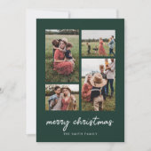 Moderne minimale vrolijke kerst vier foto collage feestdagenkaart (Voorkant)
