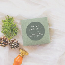 Moderne & Minimale Vrolijke Kerstmis Familienaam G Ronde Sticker