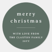 Moderne & Minimale Vrolijke Kerstmis Familienaam G Ronde Sticker (Voorkant)