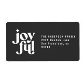 Moderne minimale vrolijke monochrome kerstvakantie etiket (Voorkant)