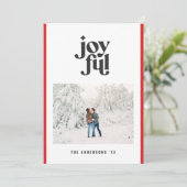 Moderne, minimale vrolijke rode foto Kerstmis Feestdagenkaart (Staand voorkant)