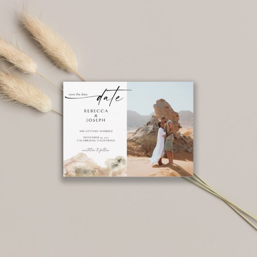 Moderne minimale Waterverf bruiloft Save The Date