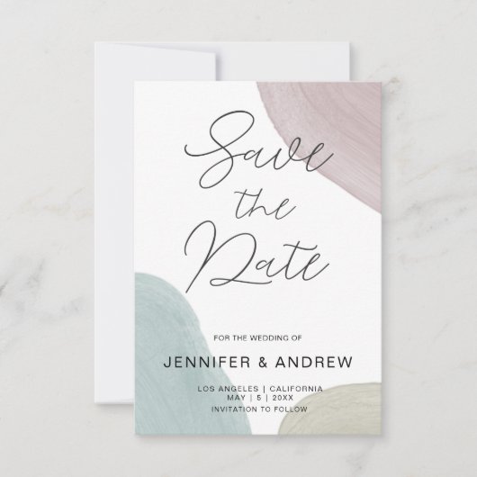 Moderne minimale Waterverf | Datum opslaan Kaart (Voorkant)