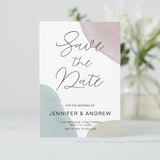 Moderne minimale Waterverf | Datum opslaan Kaart (Staand voorkant)