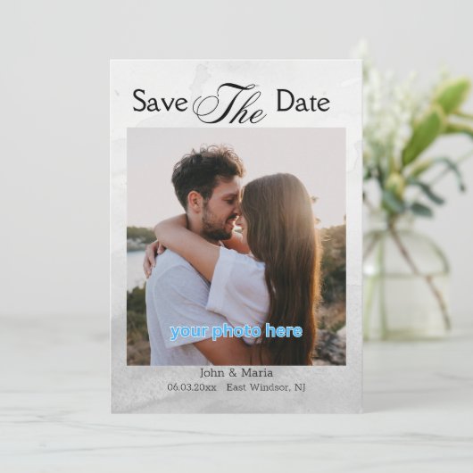 Moderne, minimale Waterverf foto slaat de datum op Save The Date (Staand voorkant)