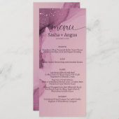 Moderne, minimale Waterverf Gold Glitter Wedding Menu (Voorkant / Achterkant)