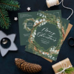 Moderne, minimale waterverf groen kerstfeest feestdagenkaart<br><div class="desc">Moderne,  botanische kerstfeestelijke kerstkaart met een zachte kerstfeestdag. Met de hand geschilde eucalyptus,  een minimale bladermassa en een moderne rustige rivierkreet geven deze vakantiekaart een luxueus gevoel. In de klas groenen,  browsen en grays.</div>