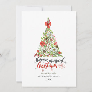 Moderne minimale waterverf kerstboom Hol Feestdagenkaart