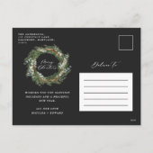 Moderne, minimale waterverf met zwarte kerst feestdagenkaart (Achterkant)