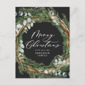 Moderne, minimale waterverf met zwarte kerst feestdagenkaart (Voorkant)