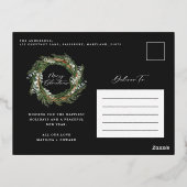 Moderne, minimale waterverf met zwarte kerst folie feestdagen briefkaart (Achterkant)