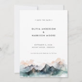 Moderne minimale Waterverf Mountain bruiloft Save The Date (Voorkant)
