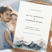 Moderne minimale Waterverf Mountain bruiloft Save The Date
