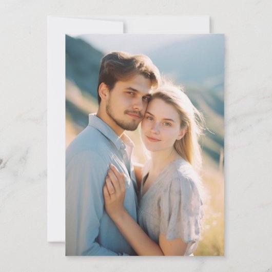 Moderne minimale Waterverf Mountain bruiloft Save The Date (Achterkant)