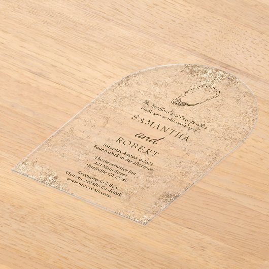 Moderne minimale Waterverf Oyster Beach bruiloft Acryl Uitnodigingen (Laagn)