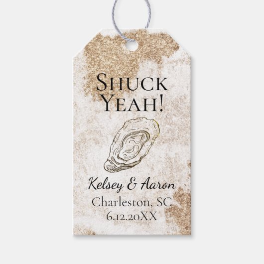 Moderne minimale Waterverf Oyster Beach bruiloft Cadeaulabel (Voorkant)