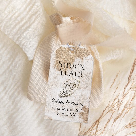 Moderne minimale Waterverf Oyster Beach bruiloft Cadeaulabel