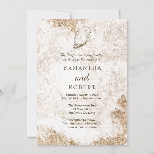 Moderne minimale Waterverf Oyster Beach bruiloft Kaart (Voorkant)