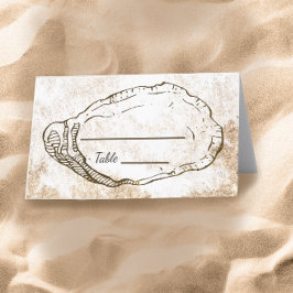 Moderne minimale Waterverf Oyster Beach bruiloft Plaatskaartje